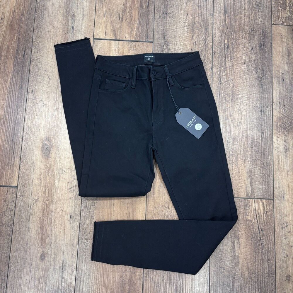NWT Women's Just Black Denim Black Size 26 H/R STEP RELEASED HEM High Waisted